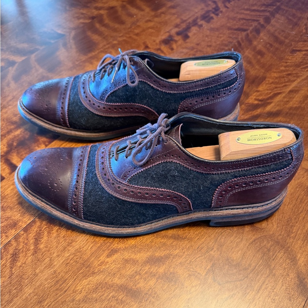 Allen Edmonds Two-Tone Wingtip Oxfords in Brown and Dark Gray